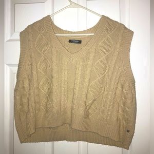 Beige/ Tan Cropped Sweater Vest